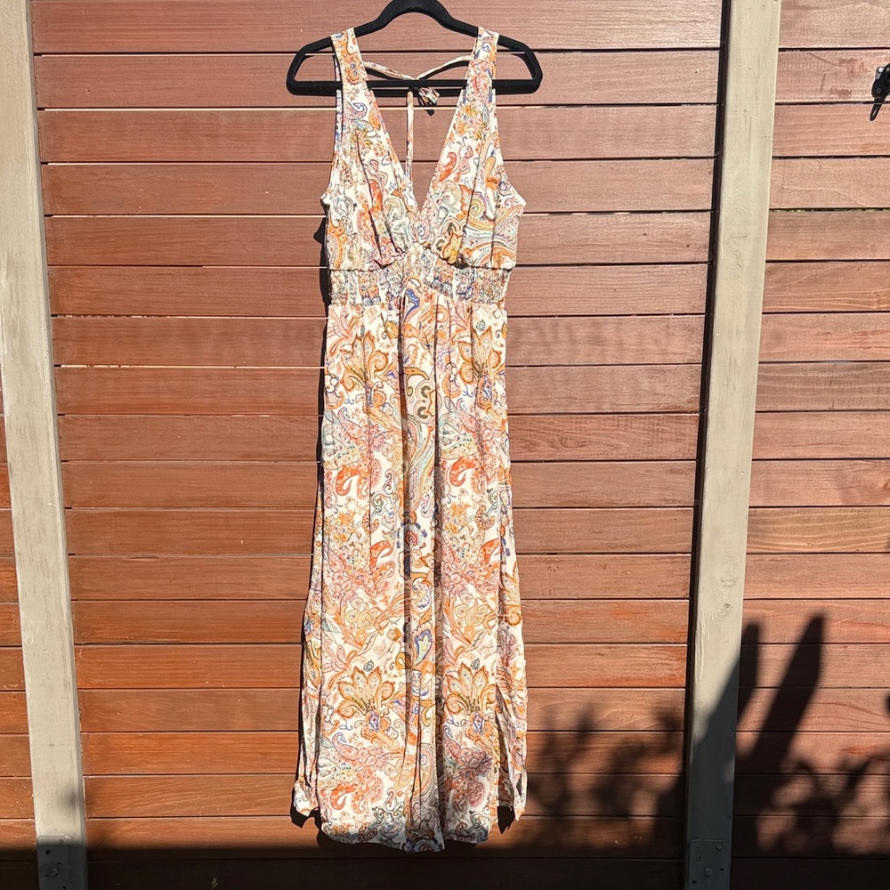 SHEIN Peach & Cream Paisley Maxi Dress